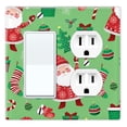 thumbnail image 1 of WIRESTER Double 1-Gang Decorator Light & 1-Gang Duplex Outlet Wall Plate/Switch Plate Cover, Light Green Happy Santa Christmas Pattern, 1 of 6