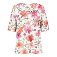 thumbnail image 3 of Tmtolofot Women's Shirts crew Neck Flowers Printed Knit Button Up Tunic Tops Blouse, 3 of 4