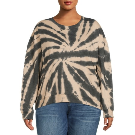 Eye Candy Juniors' Plus Size Fleece Tie Dye Crewneck Sweatshirt