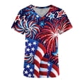 thumbnail image 4 of MELDVDIB Women Nursing Scrub Tops Independence Day Flag Print T Shirt V-Neck Working Uniform Workwear Pocket Tops, Gift on, 4 of 5
