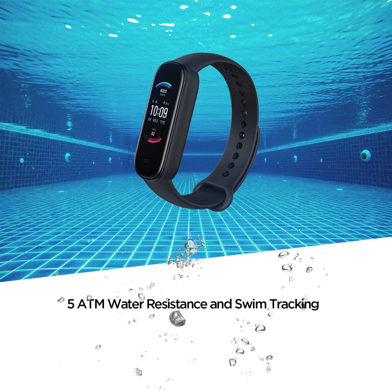 Amazfit Band 5: 15-Day Battery Life Fitness Tracker - Black Silicone 
