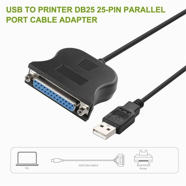 Convertisseur de cordon d'adaptateur de câble d'imprimante parallèle USB à  25 broches DB25 noir 
