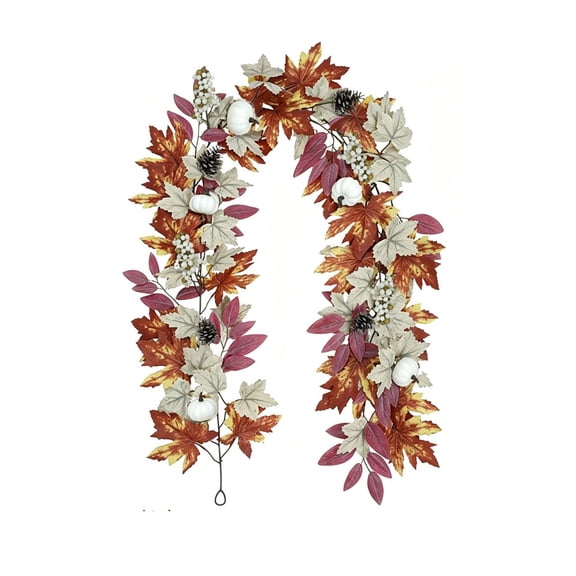 6Ft Natural Brown Maple Pinecone Fall Garland, Rustic Artificial Autumn Leaf Vine Decor, Flexible Hanging Ornament for Fireplace, Staircase, Wall and Halloween Thanksgiving Seasonal Home Decor