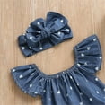 thumbnail image 2 of Newborn Baby Girl Clothes Blue Polka Dot Patterned Sleeveless Romper with A Matched Headband Infant Clothes, 2 of 4