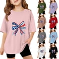 thumbnail image 2 of CCRFTGI 250 Anniversary USA Flag Tops for Child Girls 10-12 USA Shirts Bow USA Flag Summer Casual T-Shirts Independence Day Teen Girl Clothes Tee Top Gray 9-10 Years, 2 of 4