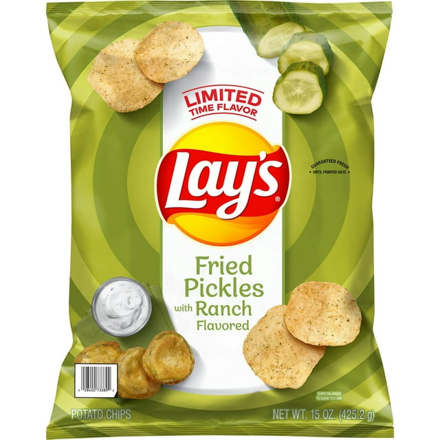 Lay's Potato Chips Fried Pickles with Ranch Flavored, 15 oz.