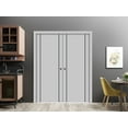 thumbnail image 3 of Sliding French Double Pocket Doors 36 x 84 inches | Planum 0016 Grey Matte with Frosted Glass | Kit Trims Rail Hardware | Solid Wood Interior Bedroom Sturdy Doors, 3 of 6