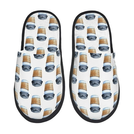 

Adobk Coffee To Go Pattern Print Slippers Indoor Outdoor Retro Slippers House Soft Fluffy Slides Cushion Furry Slippers-Large