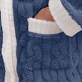 thumbnail image 6 of PNTUTB Women's Fleece Soft Warm Pajama Set Contrast V-neck Button Long Sleeve Pockets Top and Pant Fall Winter Loungewear Set, 6 of 7