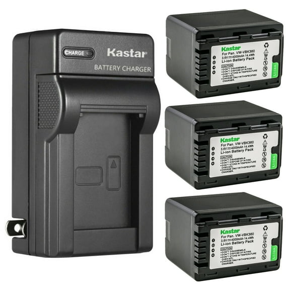 Kastar 3-Pack Battery and AC Wall Charger Replacement for Panasonic SDR-S71, SDR-S71GK, SDR-S71P, SDR-S71PC, SDR-S71K, SDR-T50, SDR-T50K, SDR-T50P, SDR-T50PC, SDR-T55, SDR-T55P, SDR-T55PC, SDR-T55K