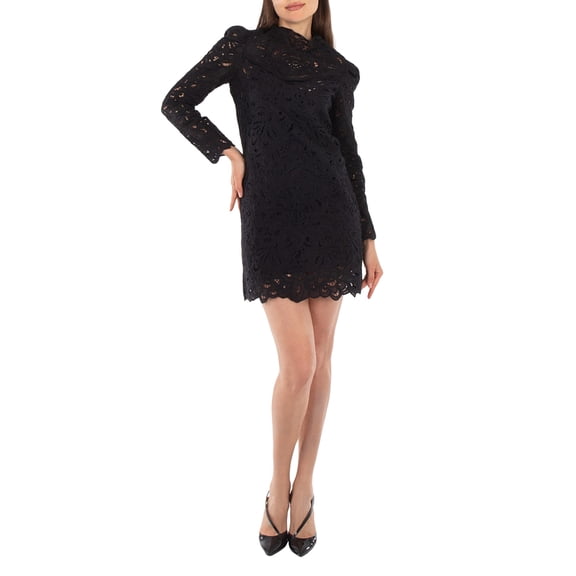 Isabel Marant Woman Daphne' Mini Black Dress With Flower Embroidery In Guipure Black Sizes FR 32-60