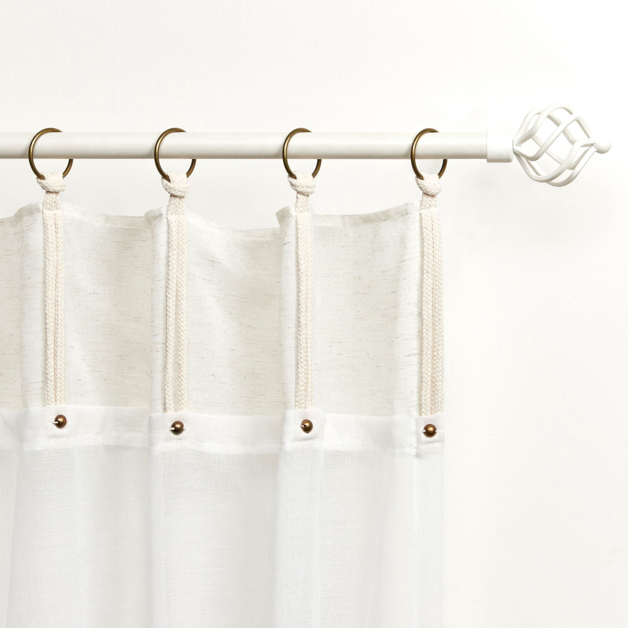Exclusive Home Hawkins Sheer Bronze Ring Top Curtain Panels, 54"x84", Natural, Set of 2