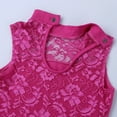 thumbnail image 5 of LiiYii Kids Girls Floral Lace Open Back Ballet Dance Leotard Sleeveless Active Skating Gymnastic Outfit Rose Red XL, 5 of 7