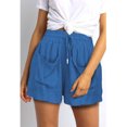 thumbnail image 2 of Pantalones cortos casuales para mujer, cintura elástica con cordón, 2 bolsillos delanteros grandes, pantalones cortos sueltos de verano con patrón liso, 2 of 6