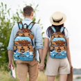 thumbnail image 4 of Easygdp Animals on Noah's Ark for Durable Canvas Laptop Backpack - Adjustable Shoulder Strap, Large Capacity, Fits 15-17in Laptops, for School, Work, Travel-Medium, 4 of 5