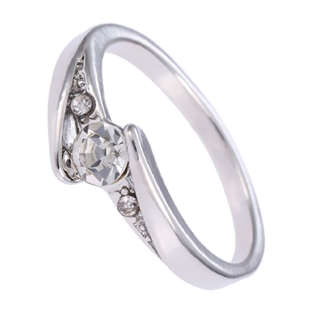 Sencillo y exquisito anillo de pareja de aleación Elegante anillo de dedo de configuración de dia Romacci Anillo
