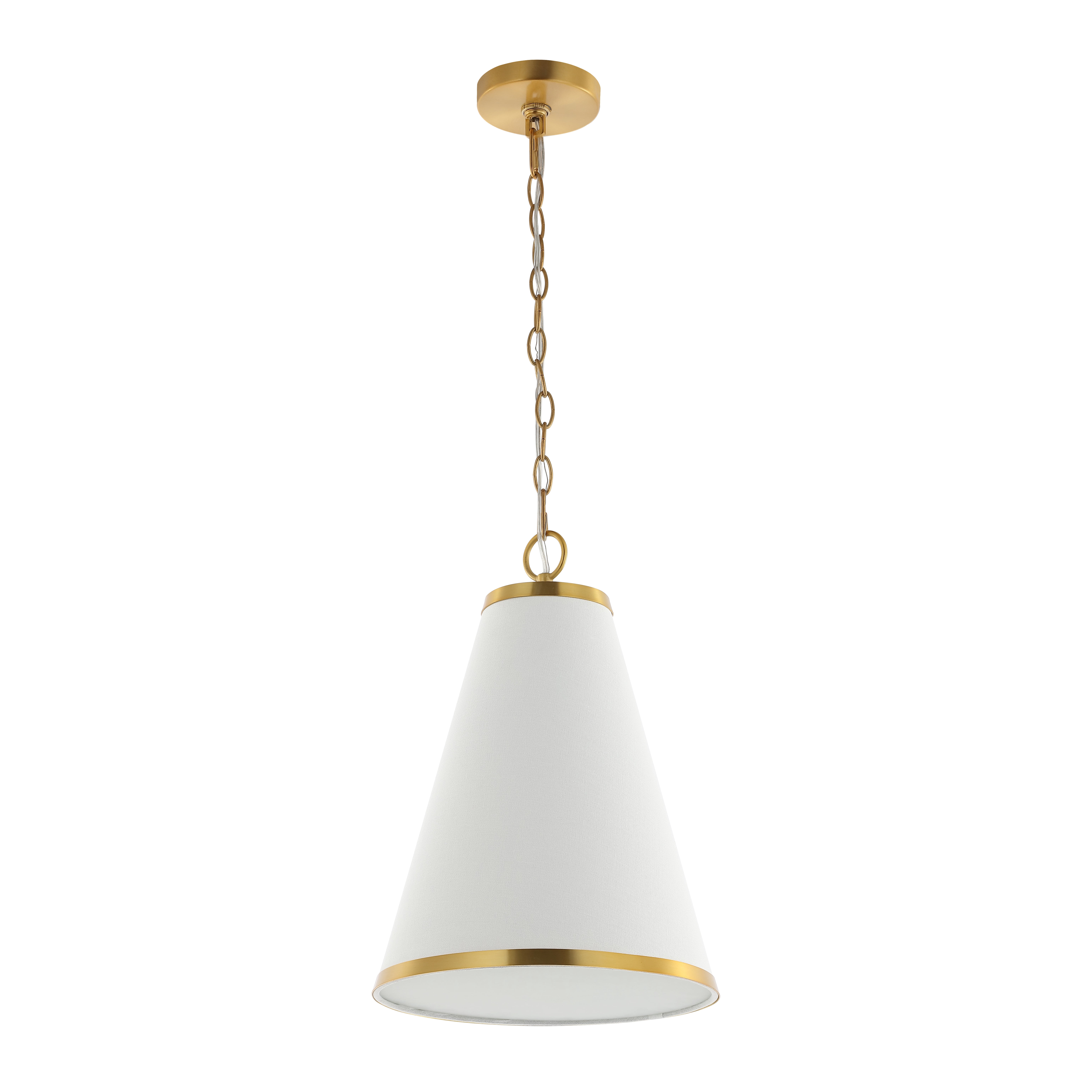 Safavieh Adelais 12" Modern Metal and Fabric Pendant Lights, Off-White
