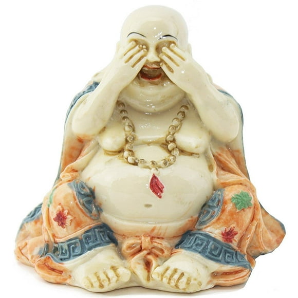 Feng Shui See No Evil Happy Face Laughing Buddha Figurine Home Decor Statue Gift / Birthday Gift / house warming gift We Pay Your Sales Tax.