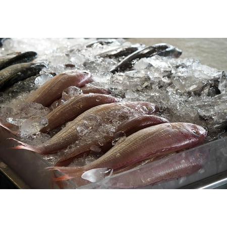 Canvas Print Cook Market Supermarket Fresh Fish Raw Materials Stretched Canvas 32 x (Best Fish Market In Orlando)