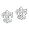 thumbnail image 2 of Sterling Silver Rhodium Plated Cubic Zirconia Fleur de lis Post Earrings, 2 of 3