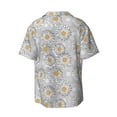 thumbnail image 2 of Vsdgher Daisies Flowers Print Men's Wrinkle Free Untucked Cuban Shirt Business Casual Button Down Shirts Short Sleeve Shirt, 2 of 7