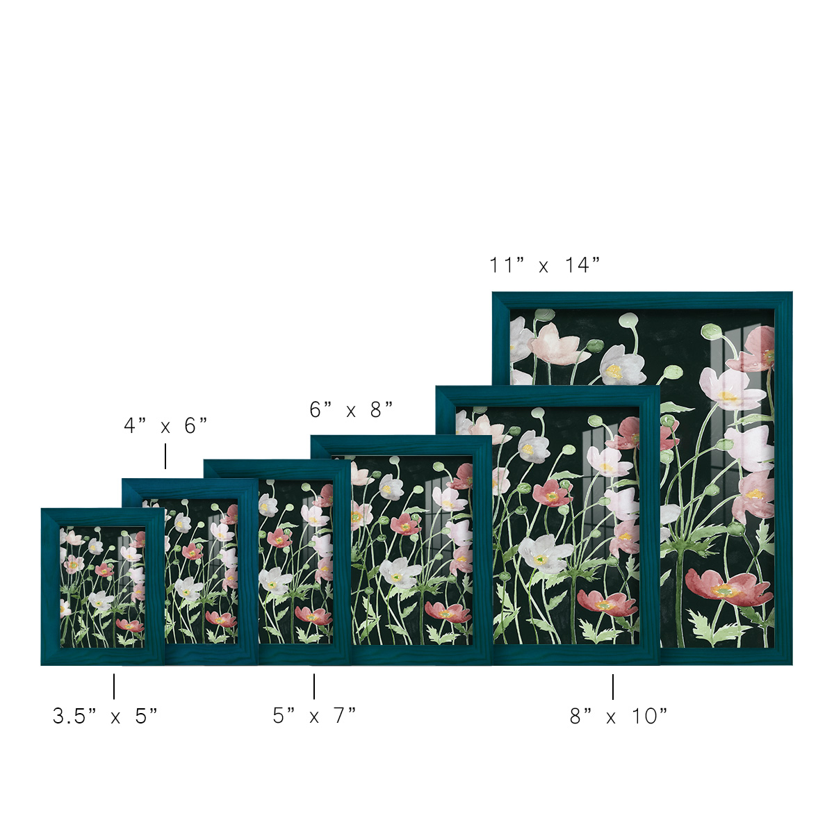 Anemone Dance I -Framed Print w/glass-Ocean Blue