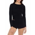 Avia Women's and Women's Plus Size Black Long Sleeve Rashguard Swimsuit