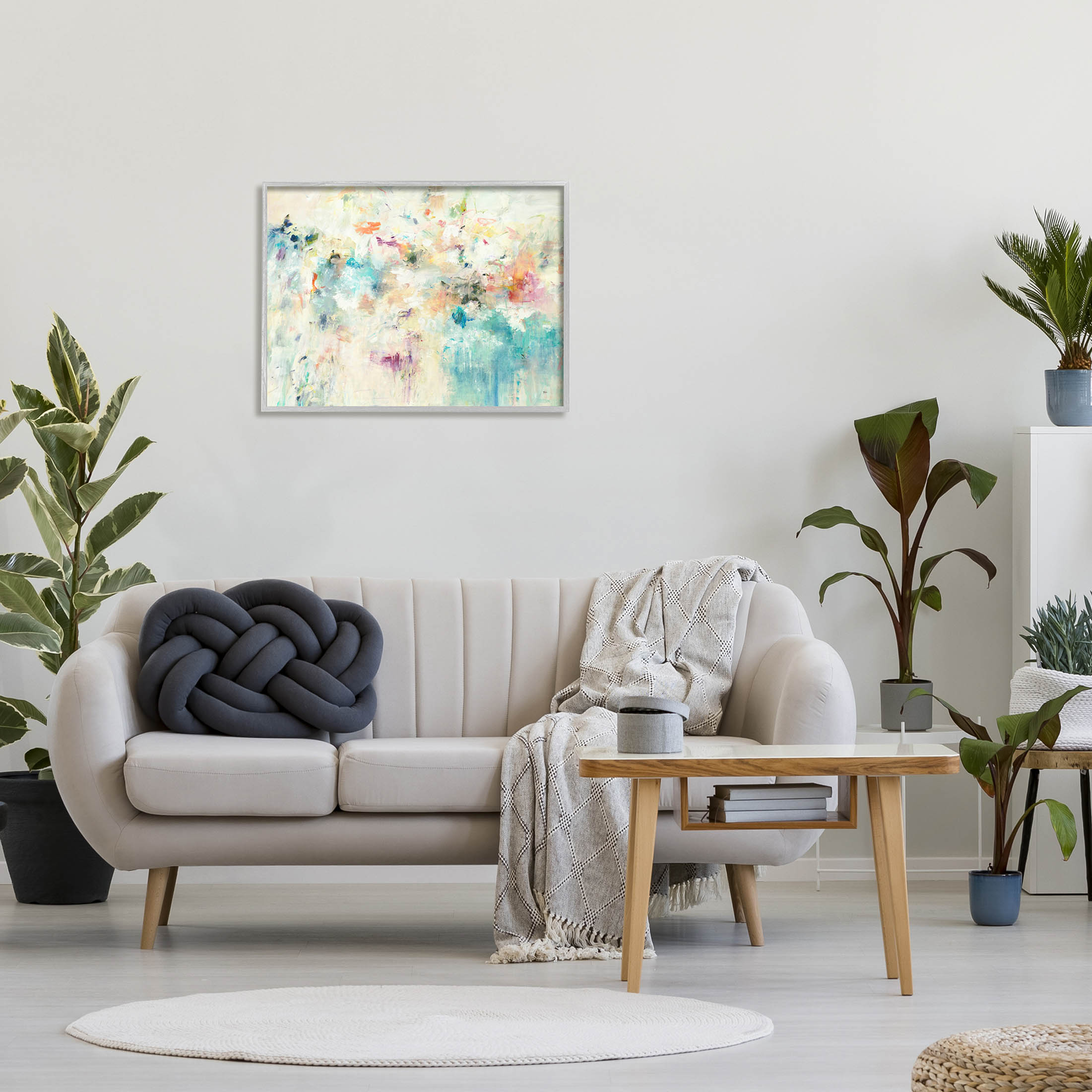 Stupell Industries Contemporary Abstract Composition Painting Gray Framed Art Print Wall Art, Design by Lisa Ridgers