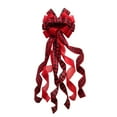 thumbnail image 2 of Christmas Tree Topper Christmas Wreath Bow 45"X13" Buffalo Plaid Burlap Red And Black Large Christmas Toppers Bow with Letter Patterned for Xmas Tree Rustic Farmhouse Home Holiday Party Decorations, 2 of 6