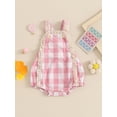 thumbnail image 2 of Nygoyerh Baby Girls Summer Straps Romper Sleeveless Plaid Print Lace Ruffles Jumpsuit 3M 6M 12M 18M Infant Toddler Sweet Bodysuit for Casual Daily Cute Clothes, 2 of 9