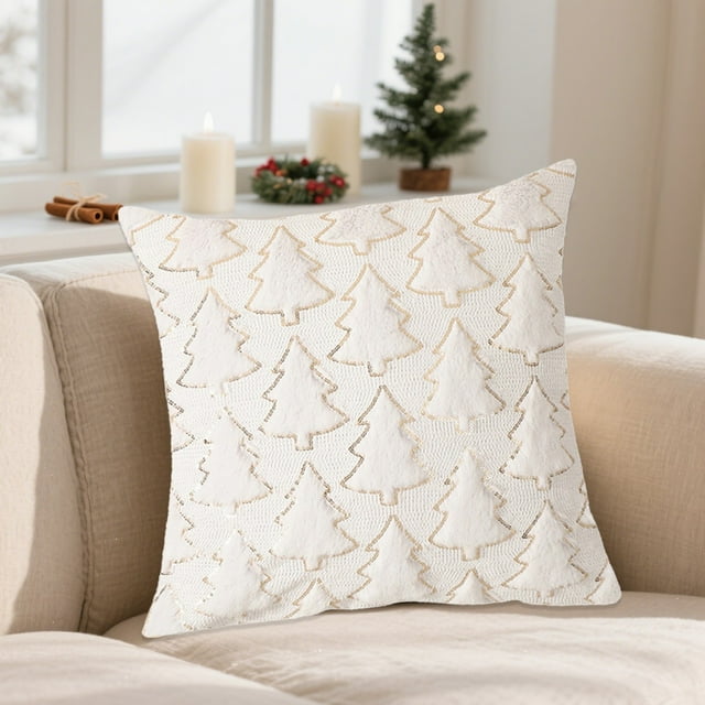 Christmas Pillowcase | 17.71x17.71in Throw Pillow Cover for Festive Home Decor | Winter Holiday Sofa Cushion Cover | Polyester | Zipper Closure | 1 Pack | Red Green Blue Beige Yellow | Christmas