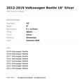 thumbnail image 2 of 2012-2019 Volkswagen Beetle 18" Silver OEM Factory Wheel Rim 5C0601025H8Z8, 2 of 2