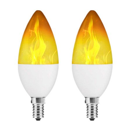 

E12 Flame Bulbs 2 Pack 3 Mode LED Candelabra Flame Light Bulb Warm White Chandelier Flame Bulbs Candle Light Bulbs Flame Tip for Christmas Party Decorations