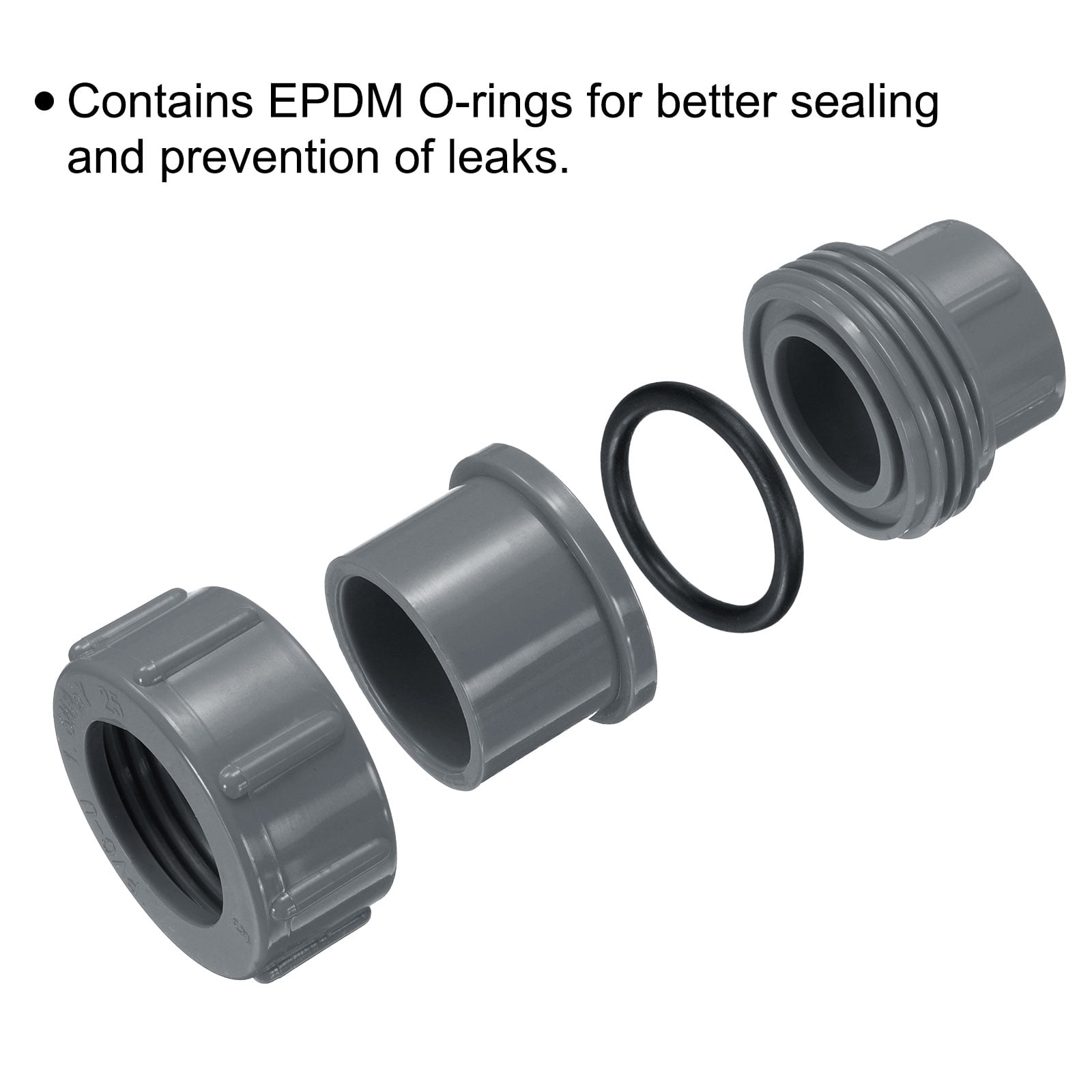 Unique Bargains Union Coupling Pipe Fitting Socket x Socket Adapter 40 Gray 3"