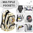 thumbnail image 6 of Yspwyqan Kids Boys Backpack, Cute Bee Daisy 600D Polyester, Multi-Pocket Bookbag, Adjustable Straps for Elementary Middle Hiking, Back to School Supplies, 6 of 7