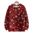 thumbnail image 5 of WTOBBY Christmas Themed Women's Knit Sweater Top, Long Sleeve Round Neck Printed Pullover, Casual Holiday Fashion Wear for Seasonal Outfits,Wine M, 5 of 5