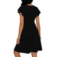 thumbnail image 7 of UPPADA Womens V Neck Midi Dress Button Down Short Sleeve Knee Length Dress Elastic Waist Swing Dresses Casual A Line Dresses with Pockets Black,XXL, 7 of 7