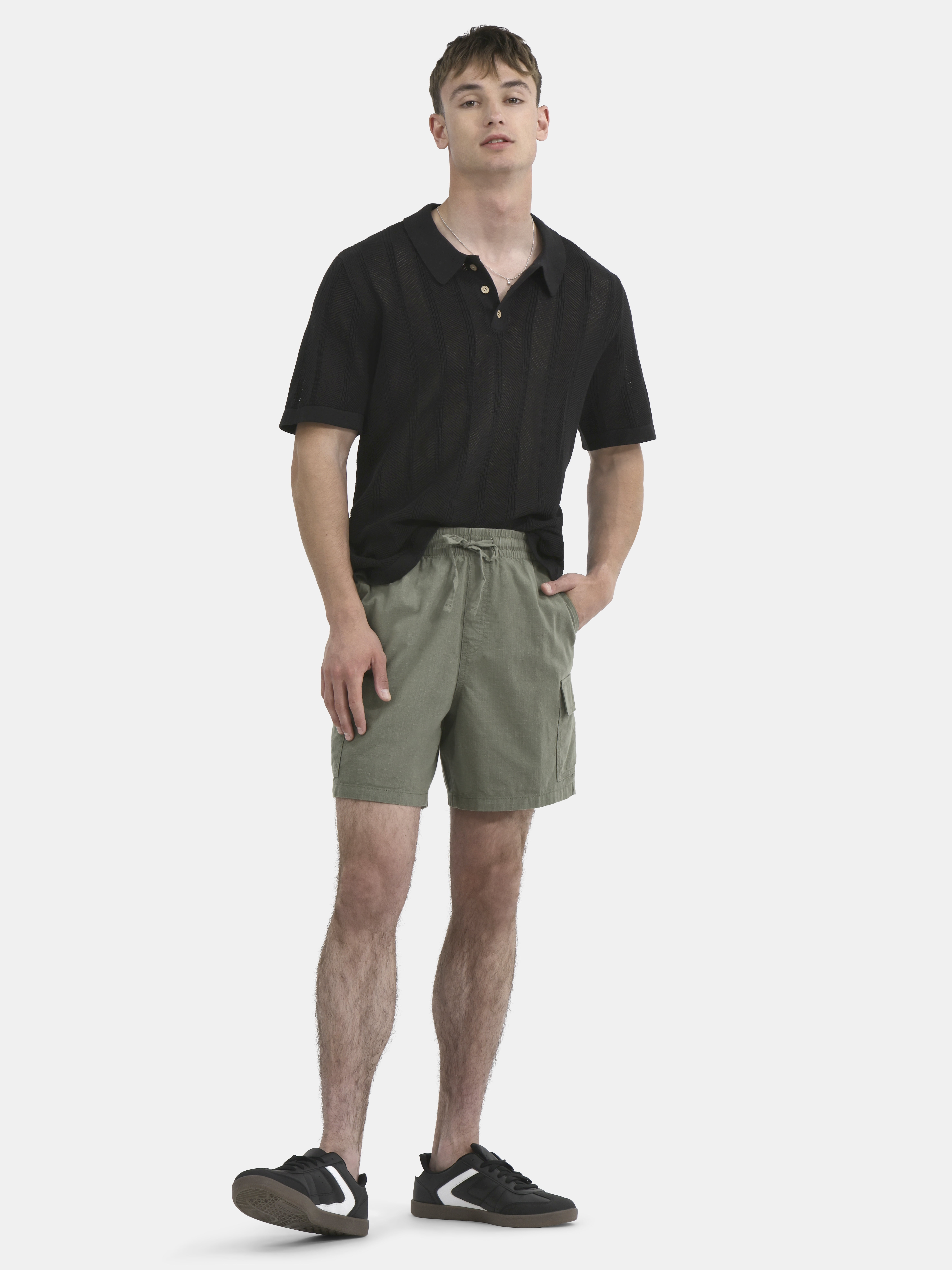 No Boundaries Drop Needle Stich Polo Sweater, Men's and Big Men's