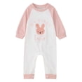 thumbnail image 3 of CUZIBR Baby Boys Easter Bunny Jumpsuit Fashionable Solid Color Long Sleeve Button Down Crewneck Spring Romper Cozy Soft Comfortable One-Piece Bodysuit Breathable Dailywear,Pink,3-6 Months, 3 of 7