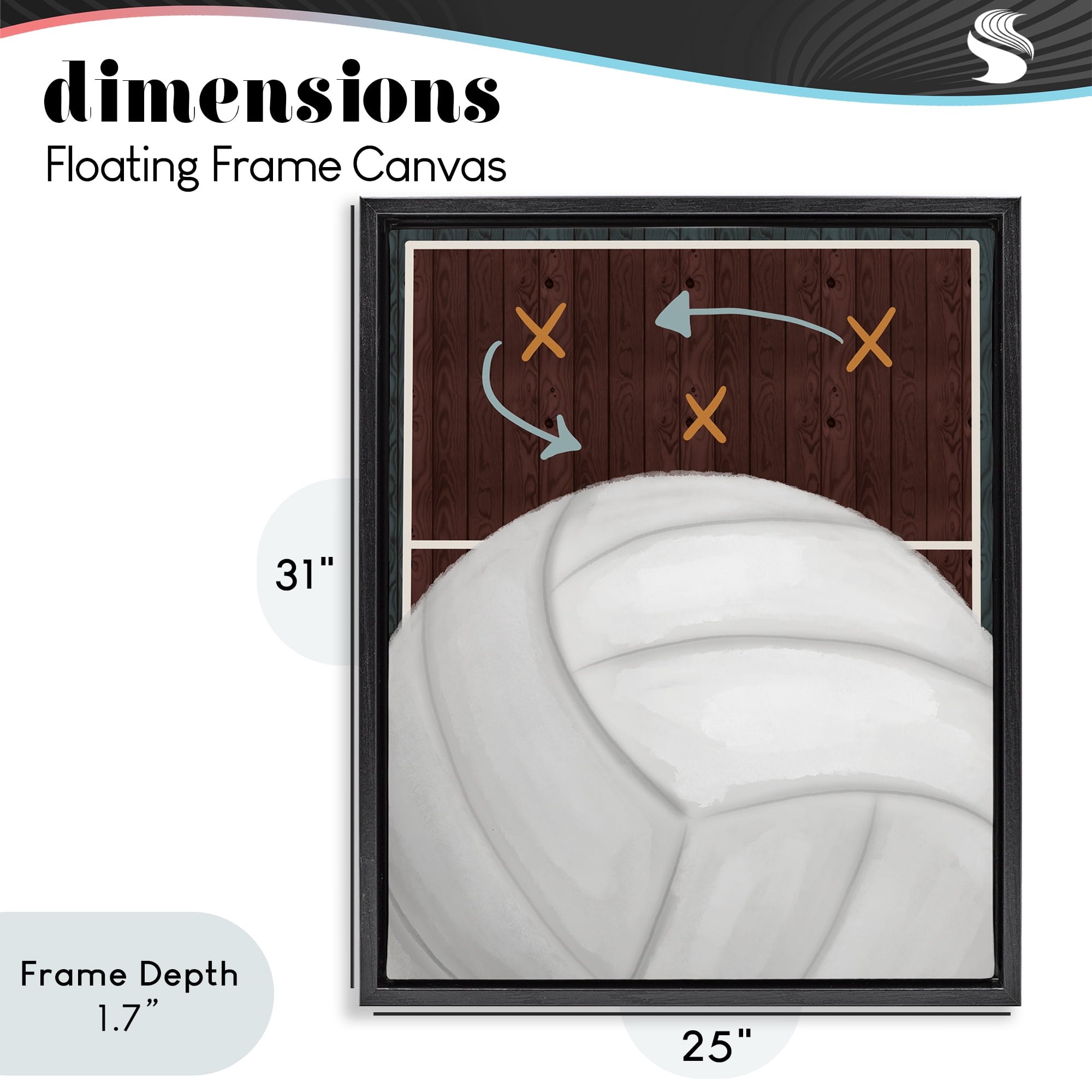 Stupell Industries Volleyball Court Tactics Black Framed Floater Canvas Wall Art, design by Jennifer Stith