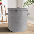 thumbnail image 4 of yulier Large Storage Basket, Toy Storage Basket with Zipper Lid and Carry Handles, Laundry Hamper Round Laundry Basket Dirty Clothes Basket for Living Room Bedroom, Gray, 4 of 5