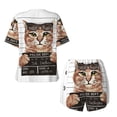 thumbnail image 6 of "Wukai Cat Holding Mugshot Sign Women's Pajama Set - Short-Sleeve Top and Shorts with Elastic Waistband and Pockets for Loungewear, Yoga, and Casual Wear-XX-Large, 6 of 8
