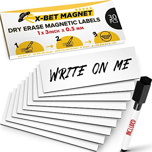 Dry Erase Magnetic Labels for Metal Shelving - Dry Erase Magnetic Stickers for Whiteboards - Sticky Labels and Stickers - Magnetic Name Tags - ...