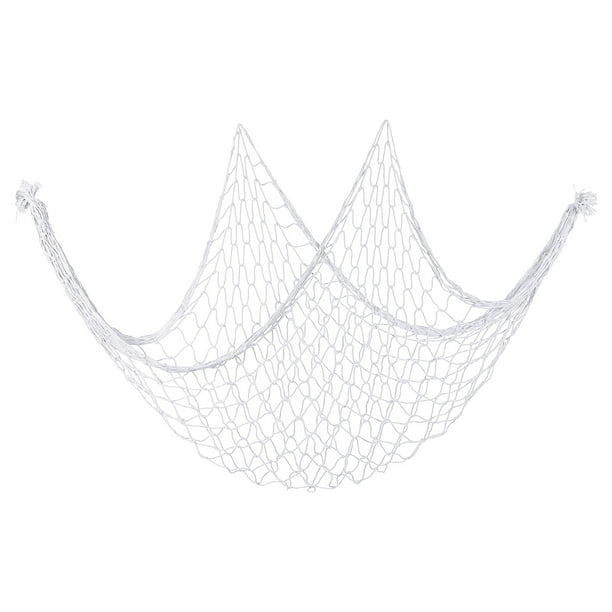 Decoración de red de pesca Uxcell, 80" x 40" accesorio de fiesta de red de pescado, blanco
