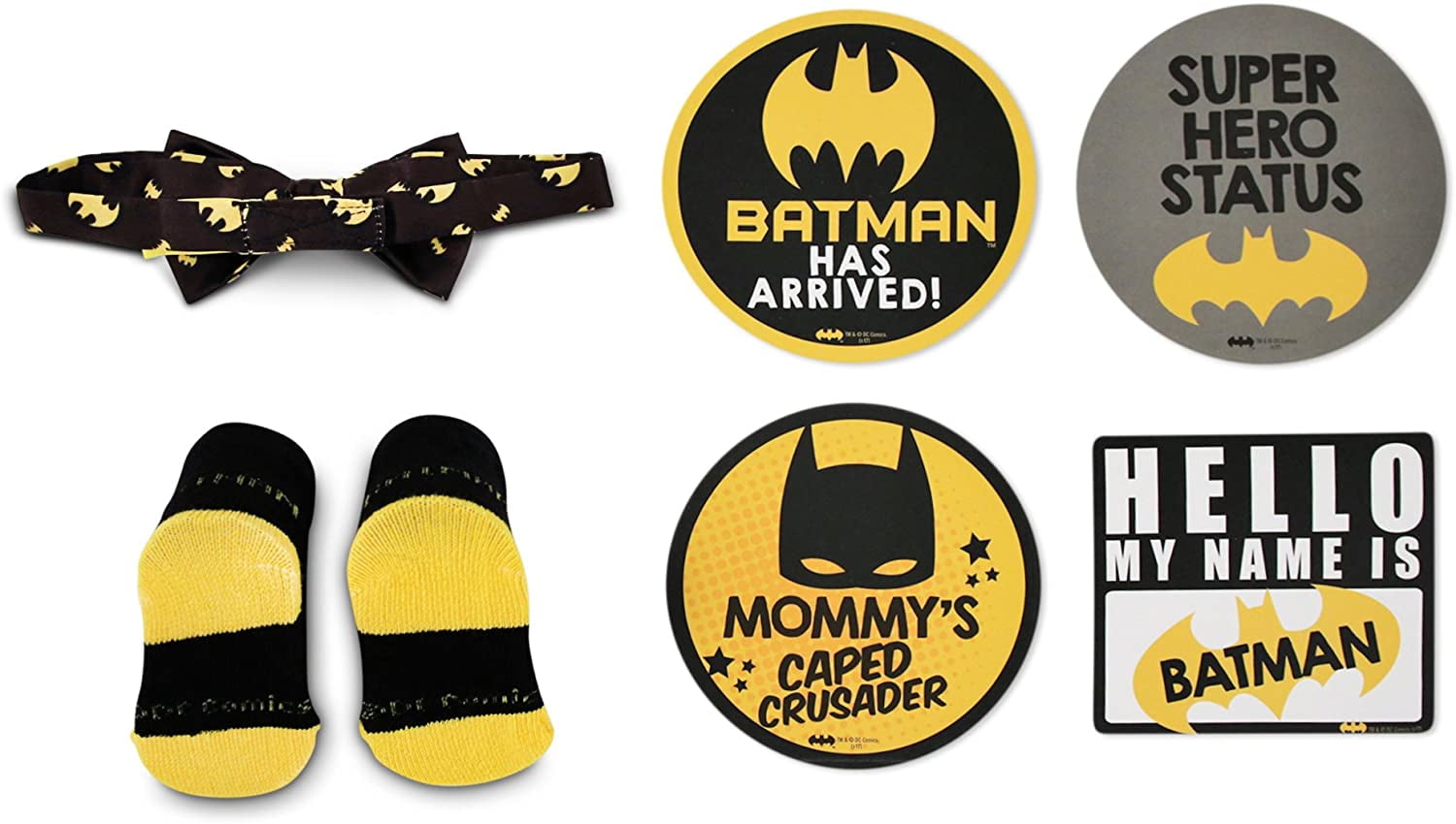 DC Comics Batman Milestone Stickers With Bow-tie and Socks Gift Set Accessory 