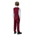 thumbnail image 2 of Wehilion Boys Suit 4PC Baby Suits Wedding Party Vest Suit Set Little Gentleman Waistcoat Prom Tuxedo Dress suit Outerwear Party Vest+Shirt+Tie+Pants Outfits Clothes Set for Kids Wine red 14, 2 of 5