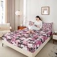 thumbnail image 3 of Castle Fairy Abstract Camo Moose Deer Bed Sheets 4-Piece,Jungle Animal Polka Dots Full Size Sheets,Hot Pink Brown,1 Fitted Sheet, 1 Flat Sheet and 2 Pillowcases, 3 of 6