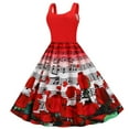 thumbnail image 2 of Pompotops Robe d'Été Vintage Robe Femme Élégante Sans Manches Imprimée - Col Rond Soirée Robe Évasée, 2 of 8