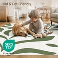thumbnail image 2 of ODIKA 5'x7' Green Jungle Simply Drawn Leaves Washable Area Rug Organic Flowing Shapes with Minimalist Charm for Guest Room, Lounge, Apartment, Non-Slip Low Profile, Stain Resistant, 2 of 5