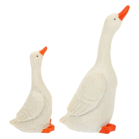 OUNONA  2 Pcs Animal Crafts Decoration Resin Ornament Tiny Frogs Bunny Topiary Outdoor Toy White